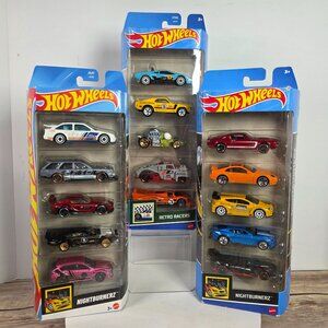 Hot Wheels Nightburnerz & Retro Racers 5-Pack Die-Cast Car Sets